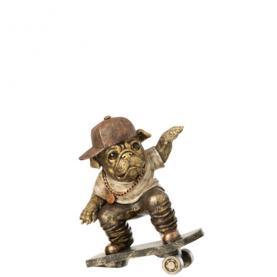 J Line Bulldog Skate Board Polyresine Marron Antique L20xB13xH25 cm Jline 59323 by Jolipa 59323.
