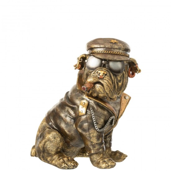 J Line Bulldog B Cigarette Polyresine Marron Antique L31xB23xH33 cm Jline 59324 by Jolipa 59324.