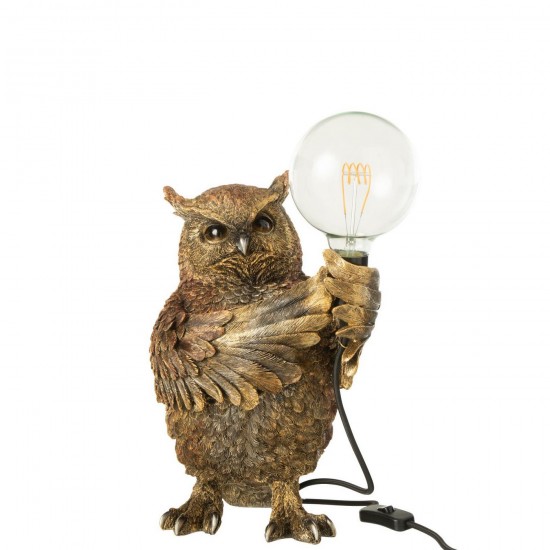 J Line Lampe Hibou Polyresine Marron Antique L25xB23xH38 cm Jline 59326 by Jolipa 59326.