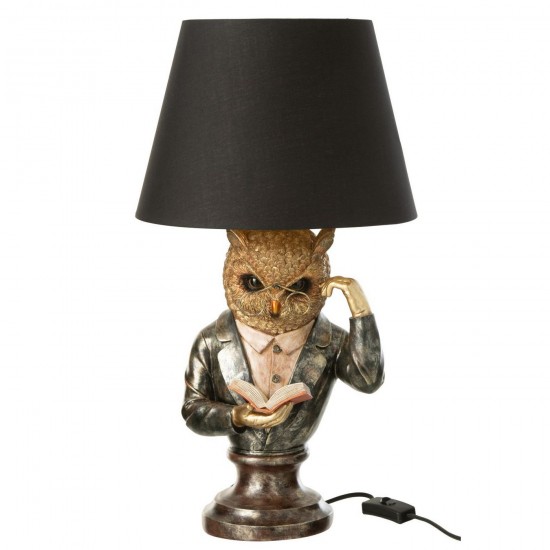 J Line Lampe Hibou Abat Jour Polyresine Marron Or Antique L30xB30xH56 cm Jline 59331 by Jolipa 59331.