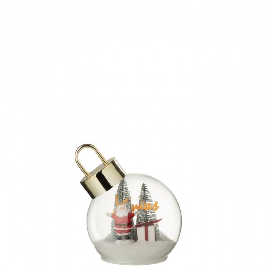 J Line Boule De Noël Led Père Noël Verre Blanc Rouge Small L12xB12xH11 cm Jline 59339 by Jolipa 59339.