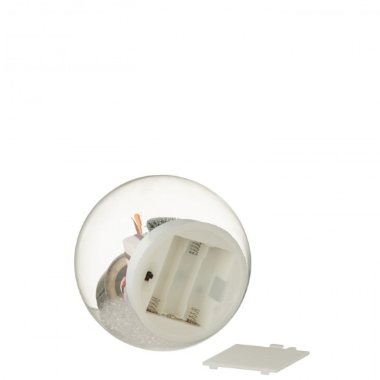 Jolipa Boule De Noël Led Père Noël Verre Blanc Rouge Large.