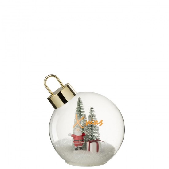 J Line Boule De Noël Led Père Noël Verre Blanc Rouge Large L15xB15xH18 cm Jline 59340 by Jolipa 59340.