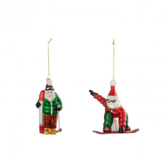 J Line Suspension Père Noël Ski Snowboard Verre Rouge Noël Vert Foncé L11xB5xH11 cm Jline 59342 by Jolipa 59342 Assortiment de.
