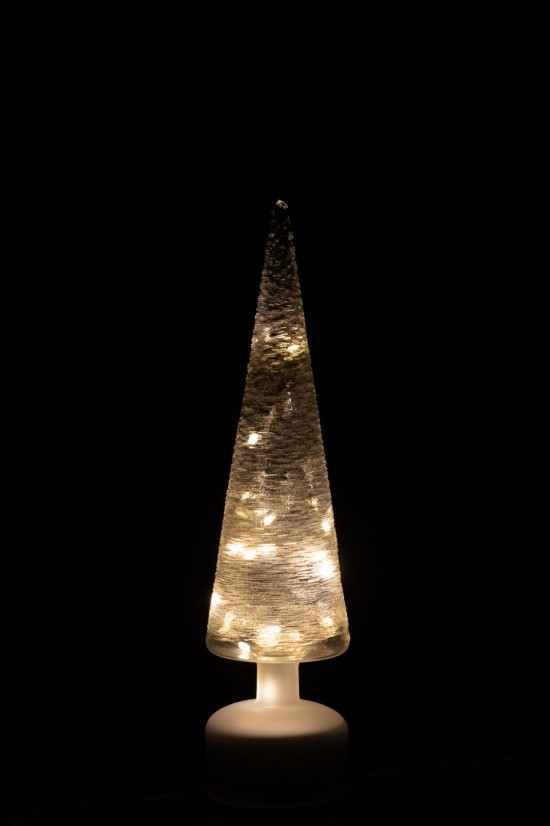 J-Line J Line arbres sapins de noel sur pied Jolipa Arbre Led Tournant Verre Blanc Transparent Large.