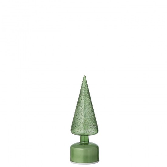 J Line Arbre Led Tournant Verre Vert Small L9xB9xH27 cm Jline 59347 by Jolipa 59347.