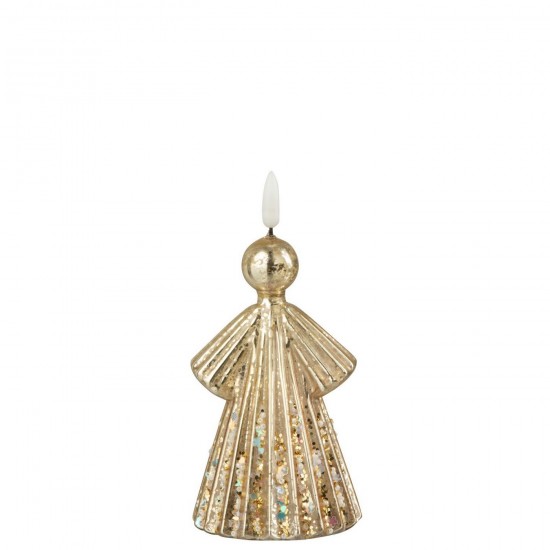 J Line Ange Led Verre Doré Small L8xB8xH17 cm Jline 59355 by Jolipa 59355.