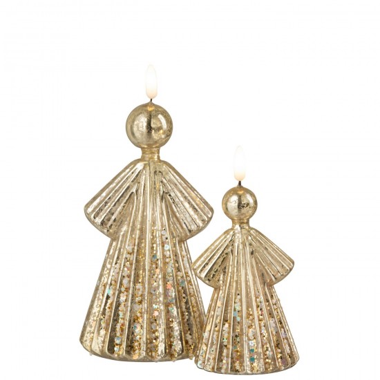 J-Line J Line anges statuettes Ange Led Verre Doré Large.