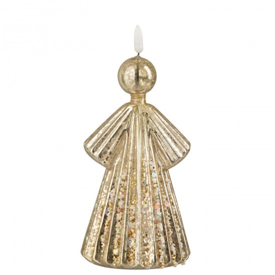 J Line Ange Led Verre Doré Large L10xB10xH22 cm Jline 59356 by Jolipa 59356.