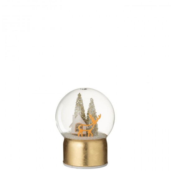 J Line Boule Led Renne Verre Doré Blanc Small L12xB12xH16 cm Jline 59357 by Jolipa 59357.