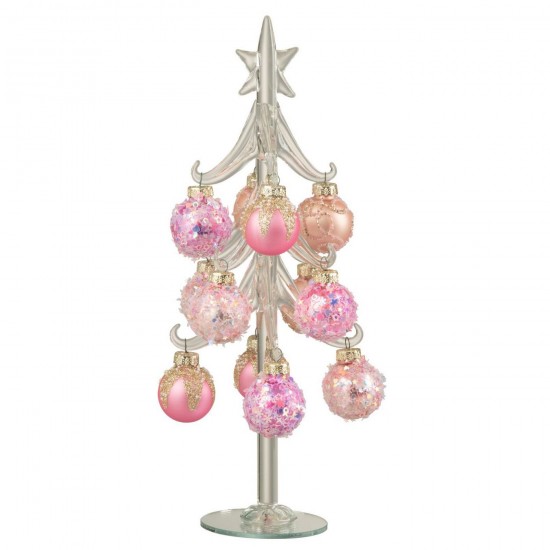 J Line Sapin De Noël Boules Verre Rose Transparent Large L9xB9xH27 cm Jline 59368 by Jolipa 59368.