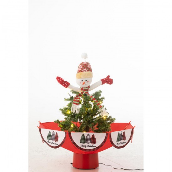 J Line Arbre Led Bonhomme De Neige Enneigé Fer Rouge Noël Vert L65xB65xH80 cm Jline 59435 by Jolipa 59435.