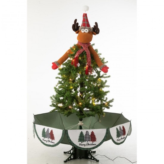 J Line Arbre Led Renne Enneigé Fer Rouge Noël Vert L115xB115xH180 cm Jline 59437 by Jolipa 59437.