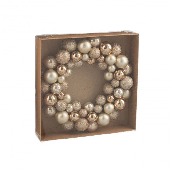 J-Line J Line couronnes Jolipa Couronne Boules De Noël Plastique Beige Écru.