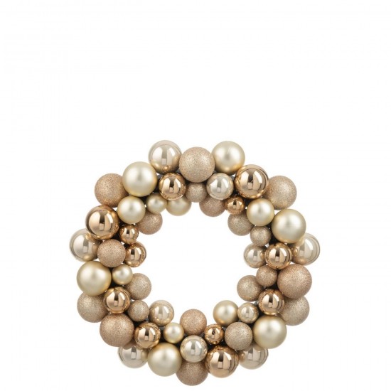J Line Couronne Boules De Noël Plastique Beige Écru L35xB35xH7 cm Jline 59483 by Jolipa 59483.