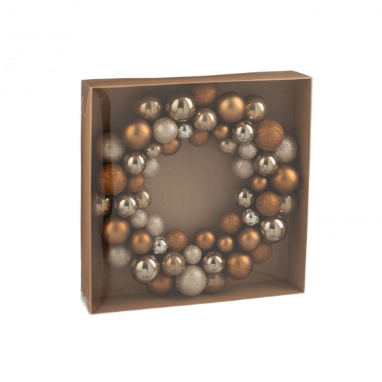 J-Line J Line couronnes Jolipa Couronne Boules De Noël Plastique Marron.