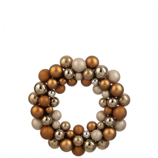 J Line Couronne Boules De Noël Plastique Marron L35xB35xH7 cm Jline 59487 by Jolipa 59487.