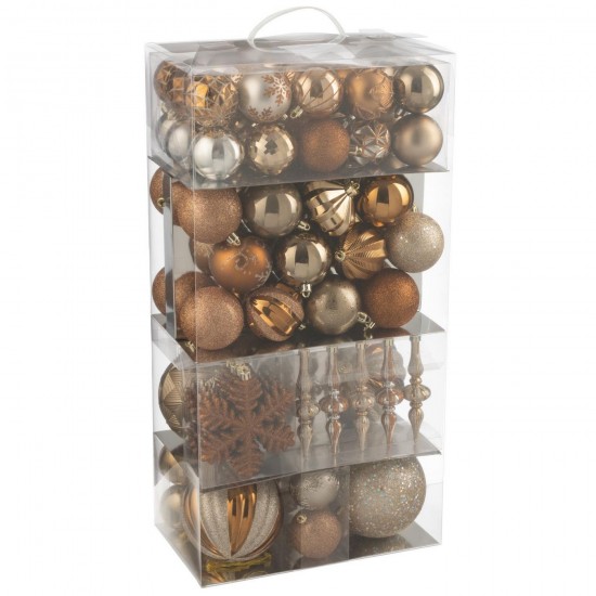 J Line Boite De 80 Boule De Noël Plastique Marron L30xB18xH58 cm Jline 59490 by Jolipa 59490.