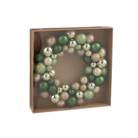 J-Line J Line couronnes Jolipa Couronne Boules De Noël Plastique Vert Menthe Écru.