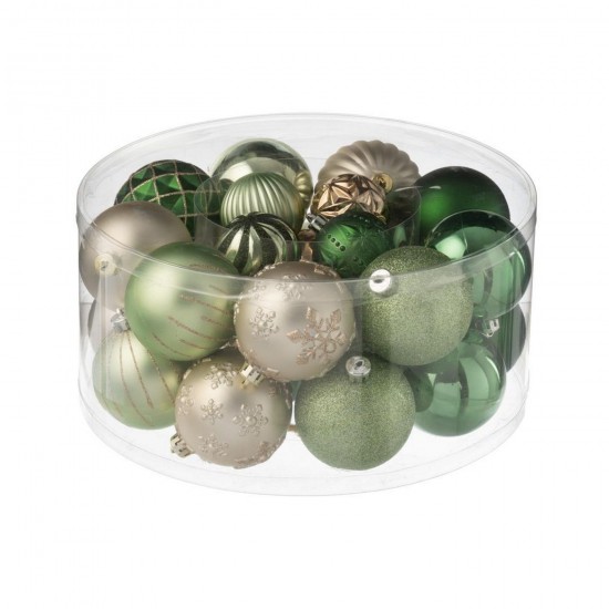 J Line Boite De 30 Boule De Noël Plastique Vert Menthe Écru L31xB31xH16 cm Jline 59496 by Jolipa 59496.