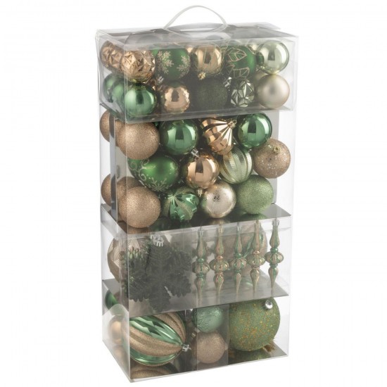 J Line Boite De 80 Boule De Noël Plastique Vert Menthe Écru L30xB18xH58 cm Jline 59498 by Jolipa 59498.