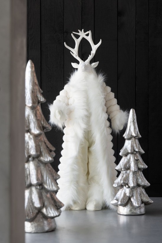 Jolipa Cerf Manteau Debout Polyester Blanc Small.