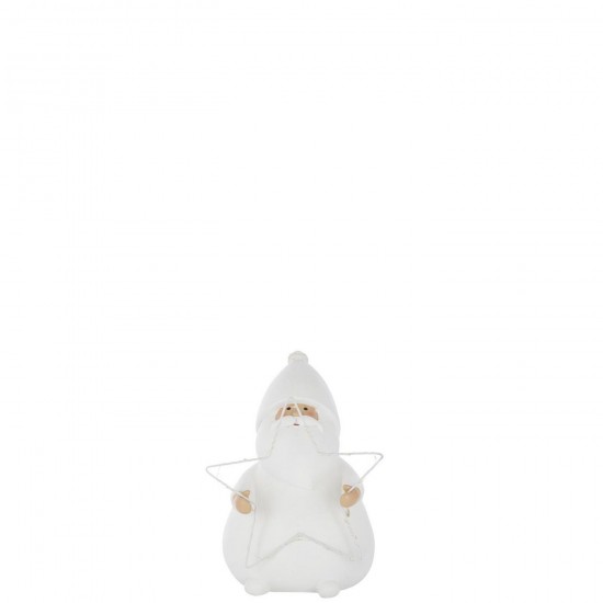 J Line Père Noël Led Etoile Polyrésine Blanc Small L24xB18xH32 cm Jline 59550 by Jolipa 59550.