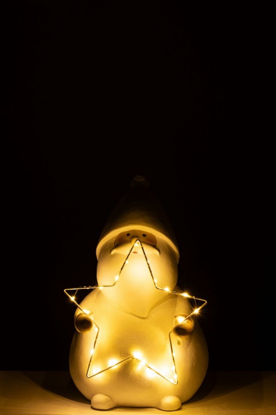 J-Line J Line peres noël Jolipa Père Noël Led Etoile Polyrésine Blanc Large.
