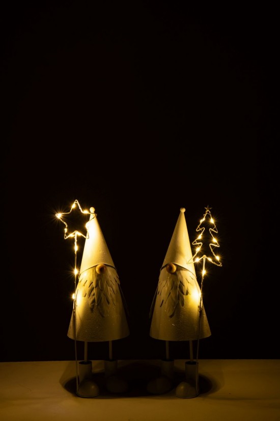 J-Line J Line peres noël Jolipa Père Noël Led Etoile Arbre Métal Blanc Small Assortiment De 2.