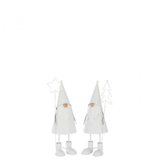 J Line Père Noël Led Etoile Arbre Métal Blanc Small L13xB13xH37 cm Jline 59552 by Jolipa 59552 Assortiment de 2 pcs.