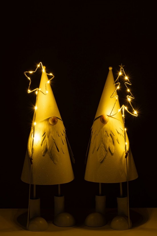 J-Line J Line peres noël Jolipa Père Noël Led Etoile Arbre Métal Blanc Large Assortiment De 2.