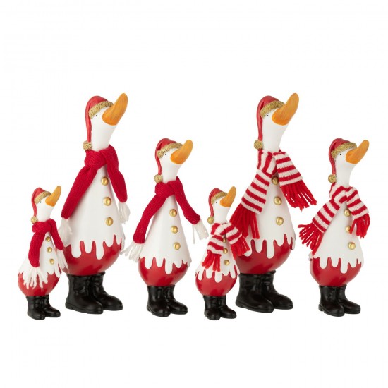 J-Line J Line canards statuettes Jolipa Canard Hiver Polyrésine Blanc Rouge Large Assortiment De 2.