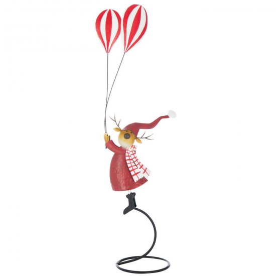 J Line Renne Sur Base Ballons Métal Rouge Large L32xB18xH85 cm Jline 59600 by Jolipa 59600.