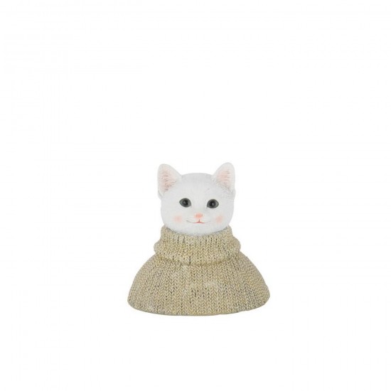 J Line Chat Bust Sweater Polyrésine Gris Vert Blanc L14xB9xH15 cm Jline 59608 by Jolipa 59608.