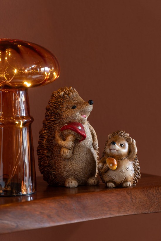 J-Line J Line hérissons statuettes Herisson Champignon Polyrésine Marron Assortiment De 3.