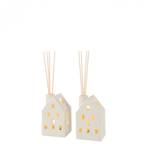 J-Line J Line hivers Jolipa Vase Maison Led Argile Blanc Assortiment De 2.