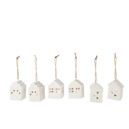 Jolipa Suspension Led Maison Argile Blanc Assortiment De 6.