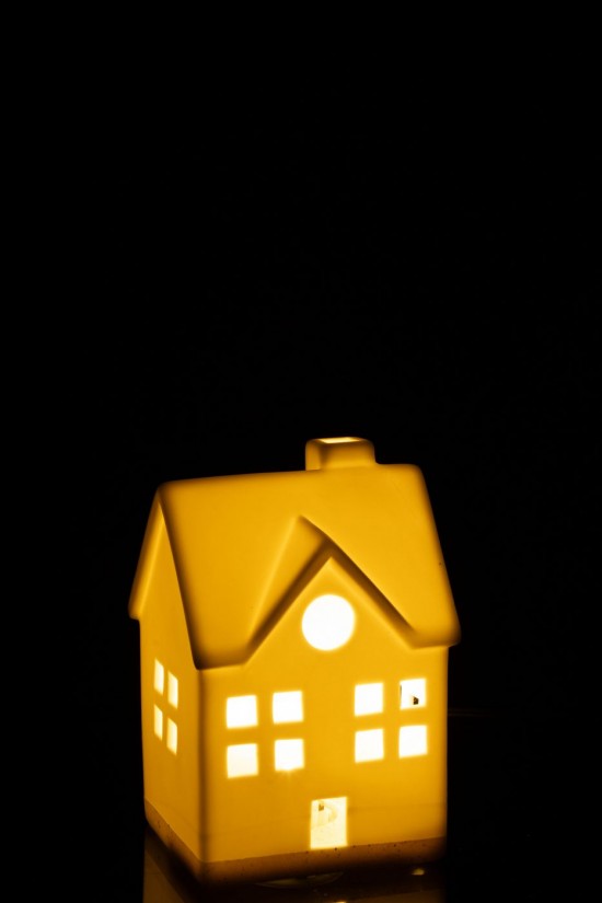 J-Line J Line hivers Jolipa Maison Led 2 Fenêtres Argile Blanc.