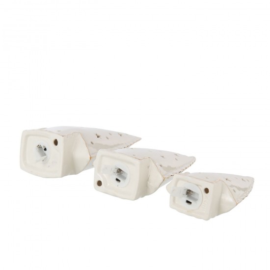 J-Line J Line hivers Set De 3 Arbre Led Etoiles Argile Blanc.