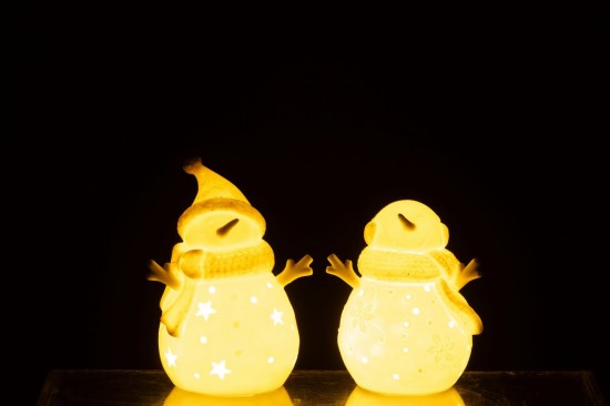 J-Line J Line bonhommes de neige noël Jolipa Bonhomme De Neige Led Etoiles Argile Blanc Beige Small Assortiment De 2.