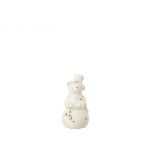J Line Bonhomme De Neige Led Porcelaine Écru Small L7xB6xH12 cm Jline 59712 by Jolipa 59712.
