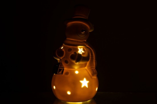 J-Line J Line hivers Jolipa Bonhomme De Neige Led Porcelaine Écru Large.