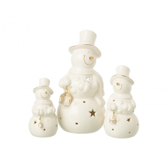 Jolipa Bonhomme De Neige Led Porcelaine Écru Large.