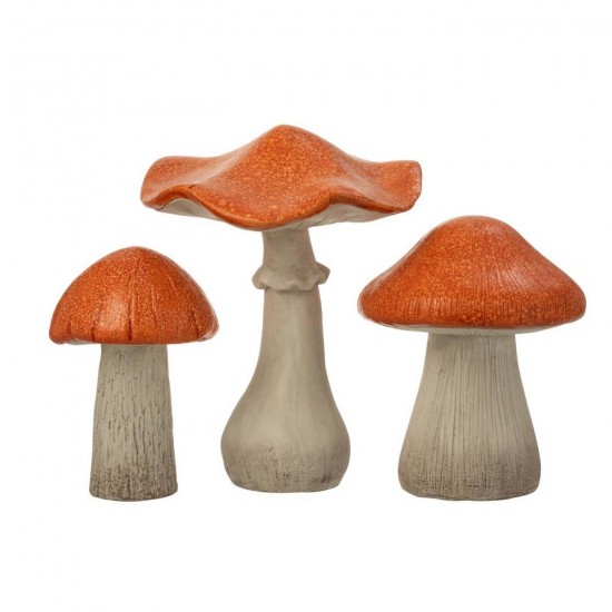 J Line Set De 3 Champignon Brillant Magnésium Orange Gris L40xB40xH50 cm Jline 59727 by Jolipa 59727.