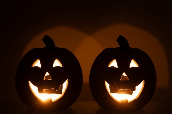 J-Line J Line photophores Jolipa Chandelier Citrouille Halloween Argile Caramel.