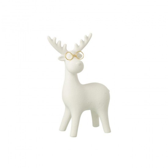 J Line Renne 4 Pieds Lunettes Porcelaine Blanc Doré Large L17xB8xH26 cm Jline 59826 by Jolipa 59826.