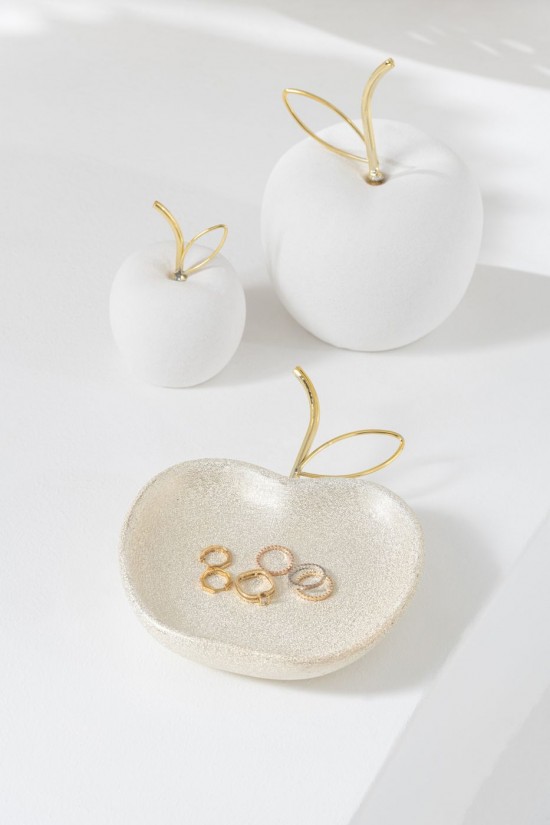 Jolipa Set De 3 Pomme Finition Sable Blanc Dore.