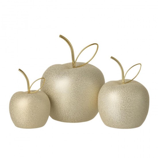 J Line Set De 3 Pomme Electroplaque Porcelaine Doré L12xB12xH16 cm Jline 59845 by Jolipa 59845.