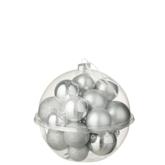 J Line Boite De 24 Boule De Noël Plastique Argenté L20xB20xH20 cm Jline 59892 by Jolipa 59892.