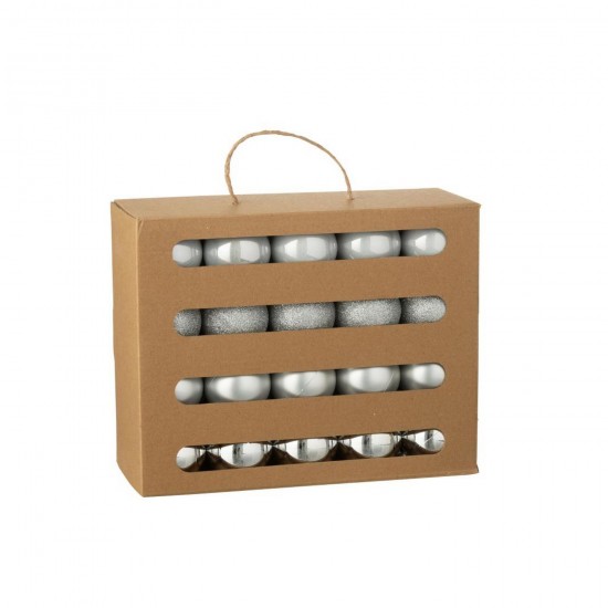 J Line Boite De 40 Boule De Noël Plastique Argenté L25xB10xH20 cm Jline 59893 by Jolipa 59893.